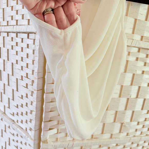 New SHEIN Ivory Draped Sleeveless Top Cropped Semi-Sheer - Picture 6 of 7